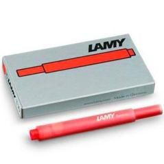 Lamy cartucho t10 red recambio 825 para pluma tinta rojo caja 5u - Imagen 1