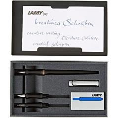 Lamy set de plumas joy 011 para escritura aluminio/abs tinta azul color negro en estuche metÁlico - Imagen 1