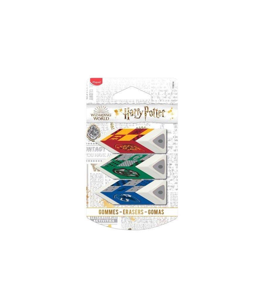 Maped goma harry potter 3 casas de howarts triangular en blister de 3 - Imagen 1