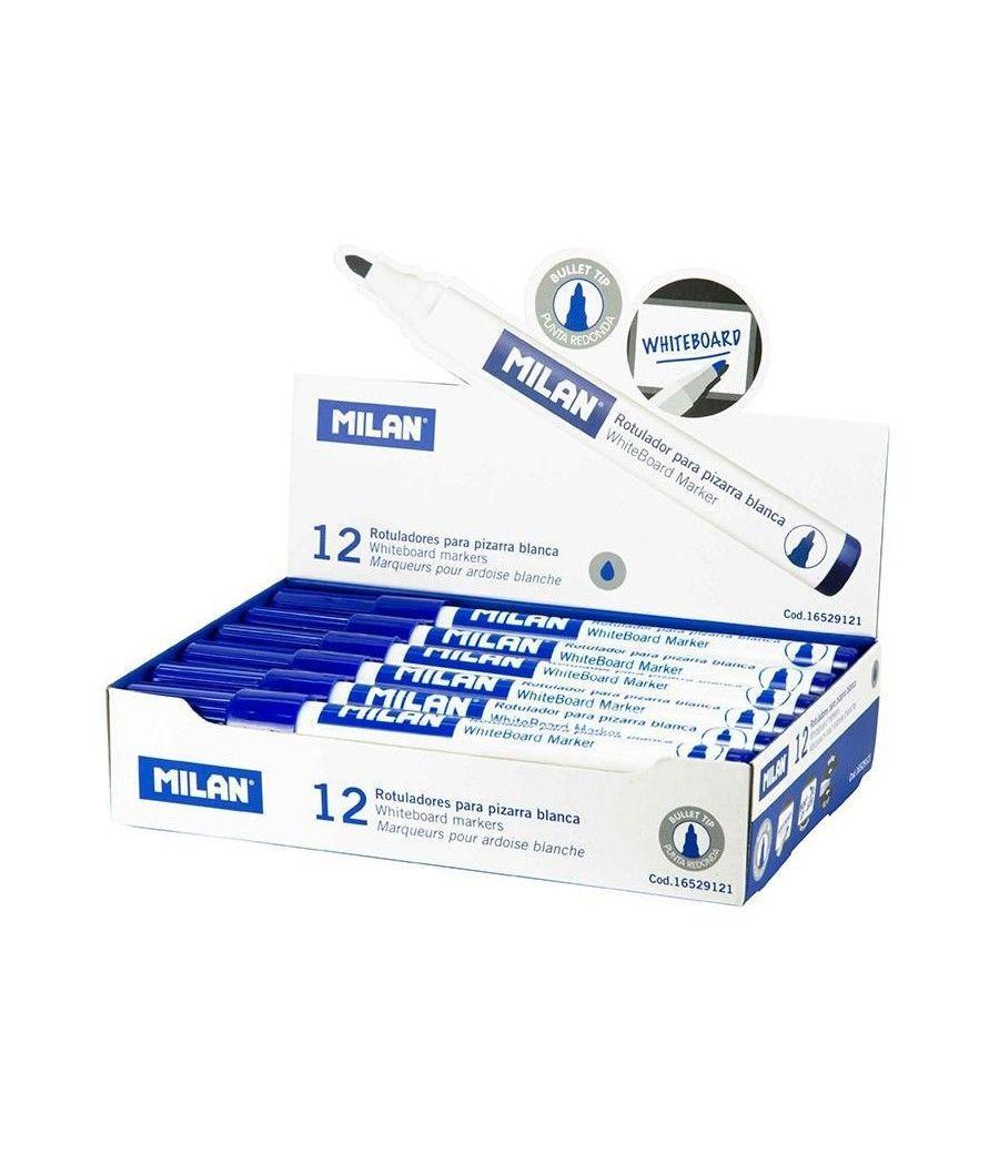 Milan rotulador pizarra-blanca punta redonda azul -12u- - Imagen 1
