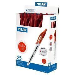 Milan bolígrafo p1 cuerpo transparente rojo -caja 25u-