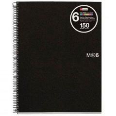 Miquelrius cuaderno espiral microperforado 150 hojas 5x5 tapas polipropileno y franjas de colores a4 negro -5u- - Imagen 1