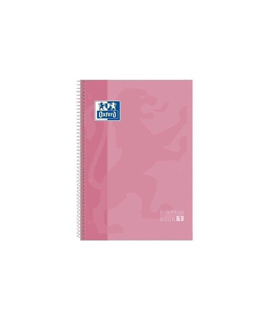 Oxford cuaderno europeanbook 1 microperforado 80 hojas 1 linea tapas extraduras classic a4+ rosa chicle -5u- - Imagen 1