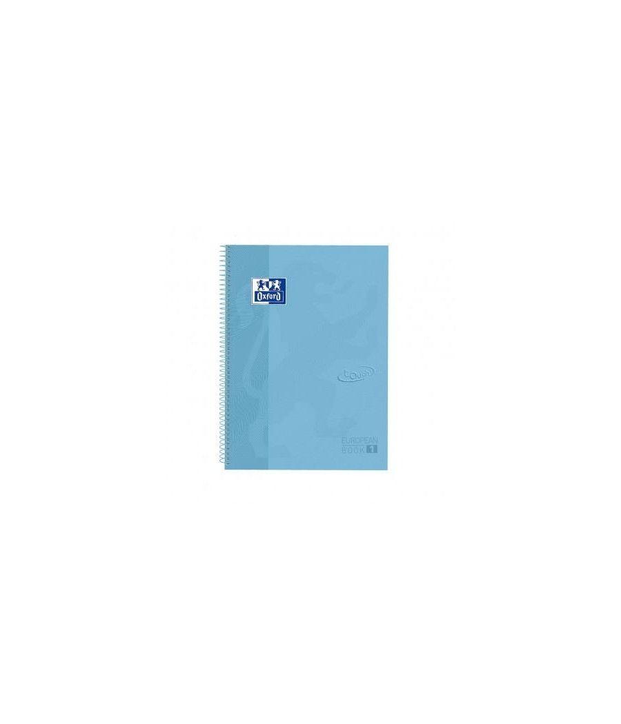 Oxford cuaderno europeanbook 1 microperforado 80 hojas 5x5 tapas extraduras touch a4+ azul pastel -5u- - Imagen 1