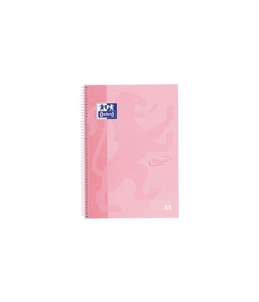 Oxford cuaderno europeanbook 1 microperforado 80 hojas 5x5 tapas extraduras touch a4+ flamingo pastel -5u- - Imagen 1