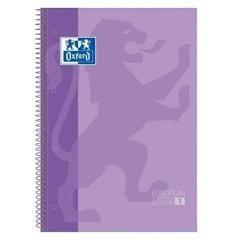 Oxford cuaderno europeanbook 1 microperforado 80 hojas 5x5 tapas extraduras touch a4+ malva pastel -5u- - Imagen 1