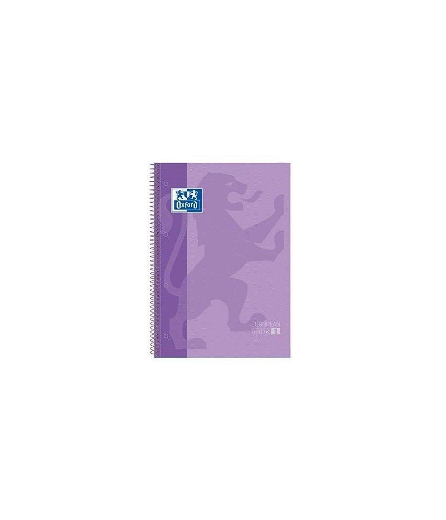 Oxford cuaderno europeanbook 1 microperforado 80 hojas 5x5 tapas extraduras touch a4+ malva pastel -5u- - Imagen 1