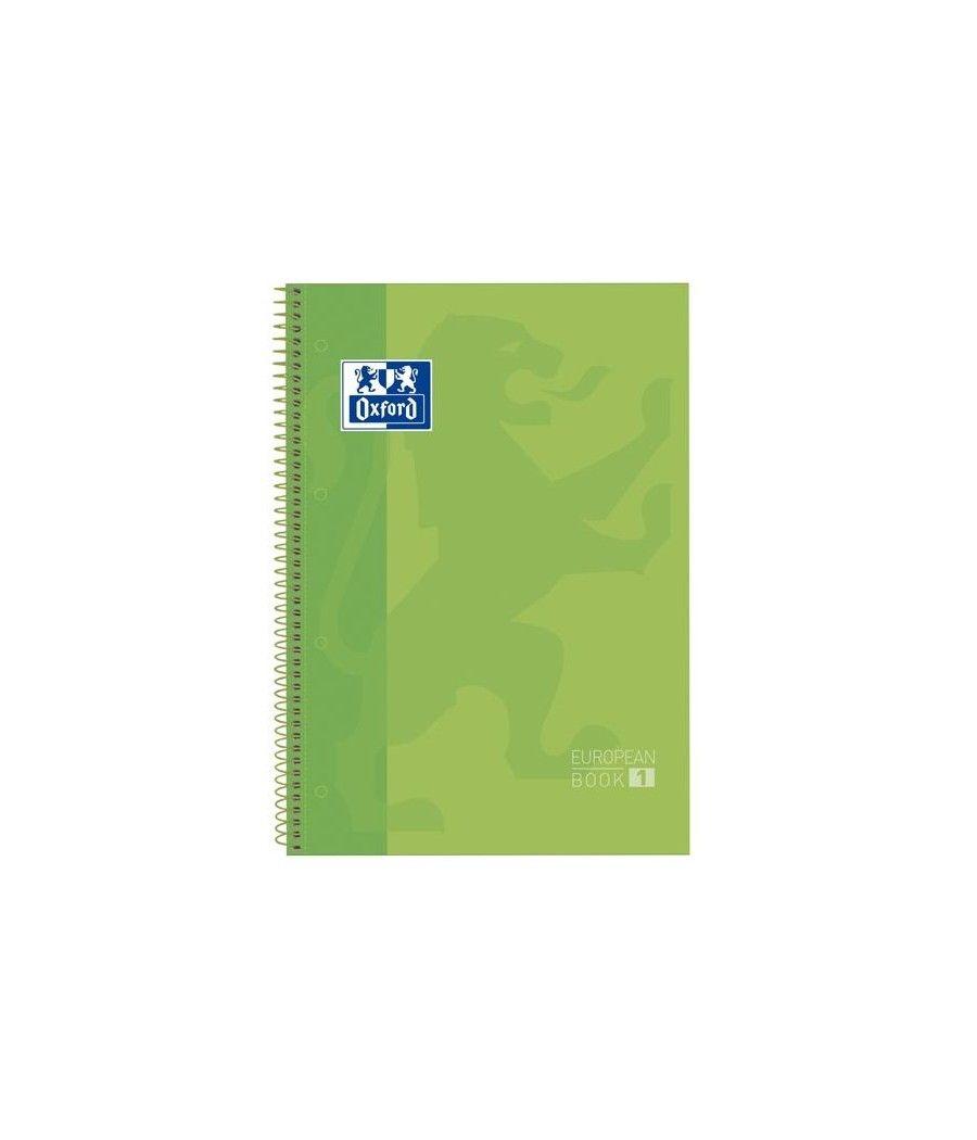 Oxford cuaderno europeanbook 1 microperforado 80 hojas 1 linea tapas extraduras classic a4+ verde manzana -5u- - Imagen 1