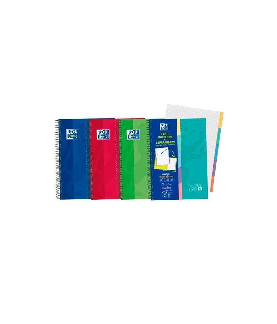 Oxford cuaderno 2 en 1 europeanbook 5 microperforado 100h 5x5 t/extraduras 5 separadores a4+ colores vivos -10u - Imagen 1