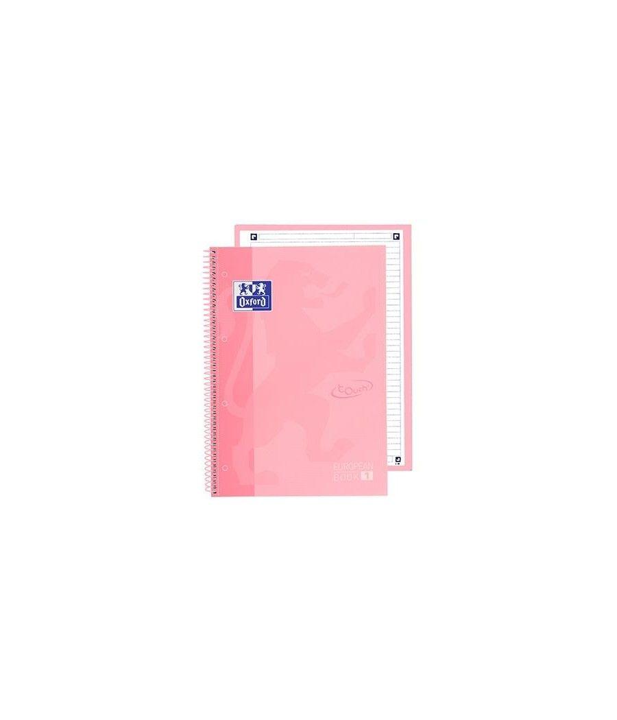 Oxford cuaderno europeanbook 1 school microperforado 80 hojas 1 lÍnea tapas extraduras touch a4+ flamingo pastel -5u- - Imagen 1