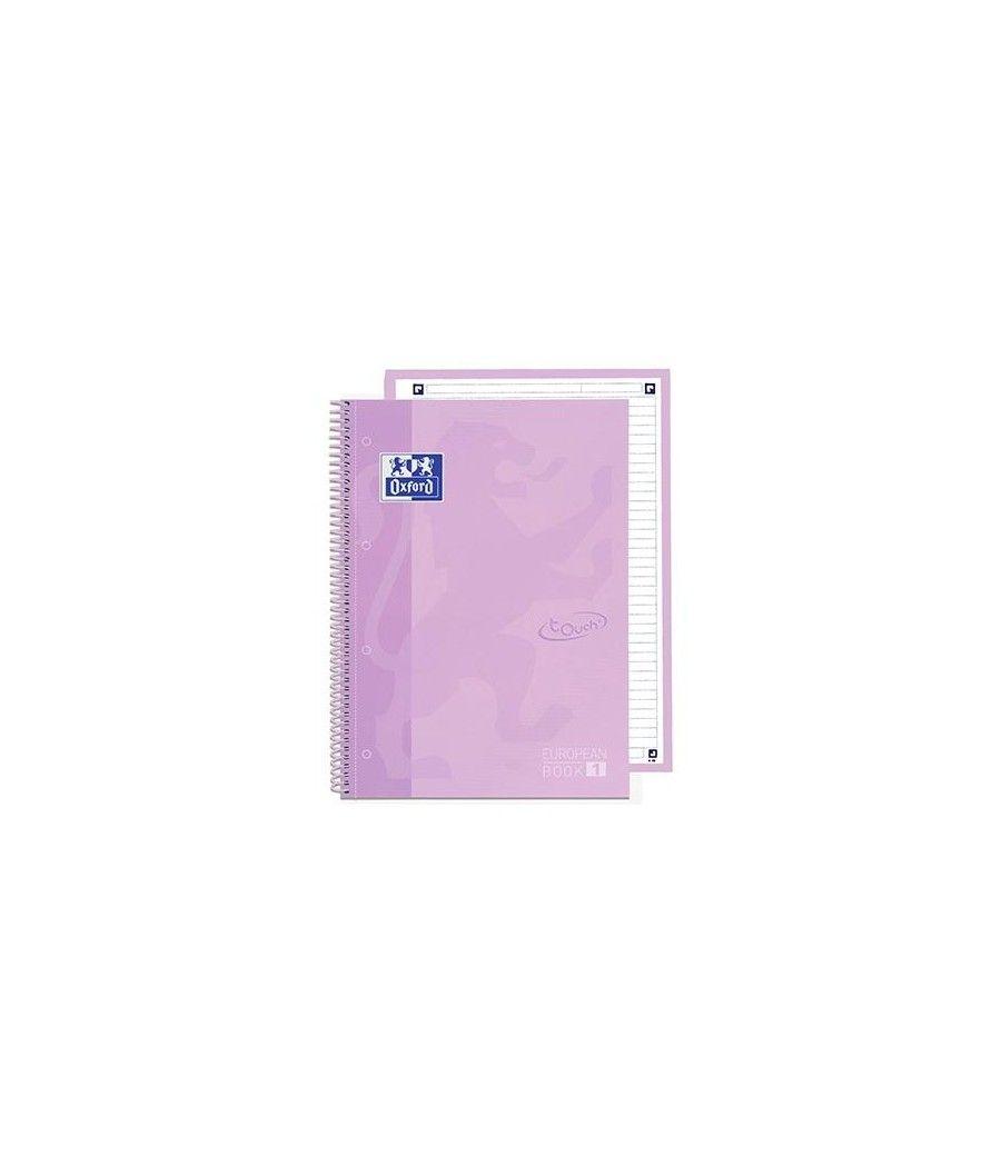 Oxford cuaderno europeanbook 1 school microperforado 80 hojas 1 lÍnea tapas extraduras touch a4+ lavanda pastel -5u- - Imagen 1