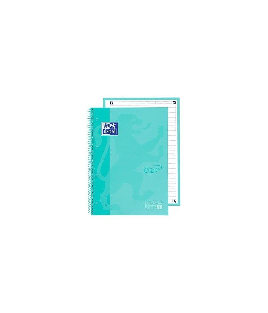 Oxford cuaderno europeanbook 1 school microperforado 80 hojas 1 lÍnea tapas extraduras touch a4+ ice mint pastel -5u- - Imagen 1