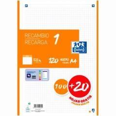 Oxford recambio 100h + 20h gratis 4 taladros a4 90gr 5x5 1 banda naranja - Imagen 1