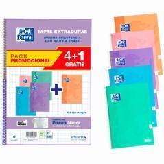 Oxford cuaderno espiral write&erase folio 80h 4x4 c/margen t/extraduras c/surtidos pastel pack de 4+1 - Imagen 1