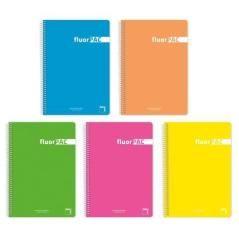 Pacsa cuaderno fluorpac 80 hojas 4x4 tapas polipropileno folio 90gr 5 colores surtido -5u- - Imagen 1