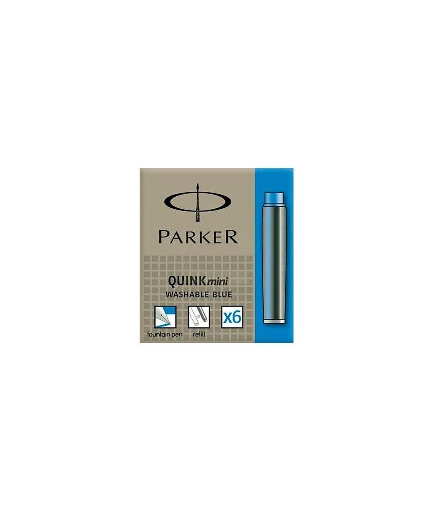 Parker recambio cartucho de tinta corto quink mini azul -6u- - Imagen 1