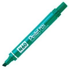 Pentel pen n60 marcador permanente aluminio punta biselada verde -12u- - Imagen 1