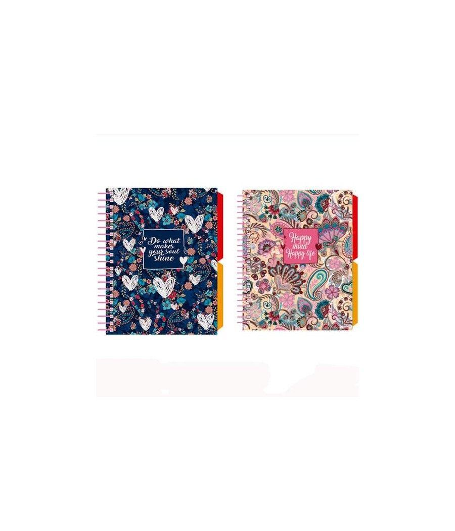 Senfort cuaderno espiral a6 120h t/dura 2 separadores forrado paisley surtido - Imagen 1