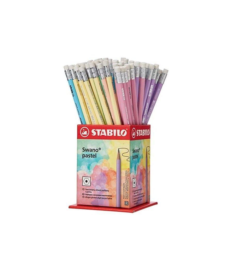 STABILO EXPOSITOR LAPIZ GRAFITO CON GOMA SWANO PASTEL SURTIDOS -72U...