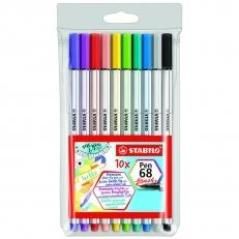 Stabilo pen 68 rotulador brush estuche plastico 10 colores - Imagen 1
