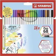 Stabilo pen 68 rotulador brush estuche carton 24 colores - Imagen 1