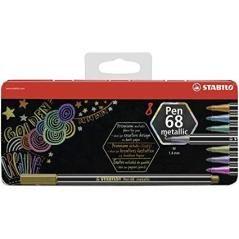 Stabilo pen 68 metallic 8 rotuladores colores metÁlicos en estuche de metal - Imagen 1
