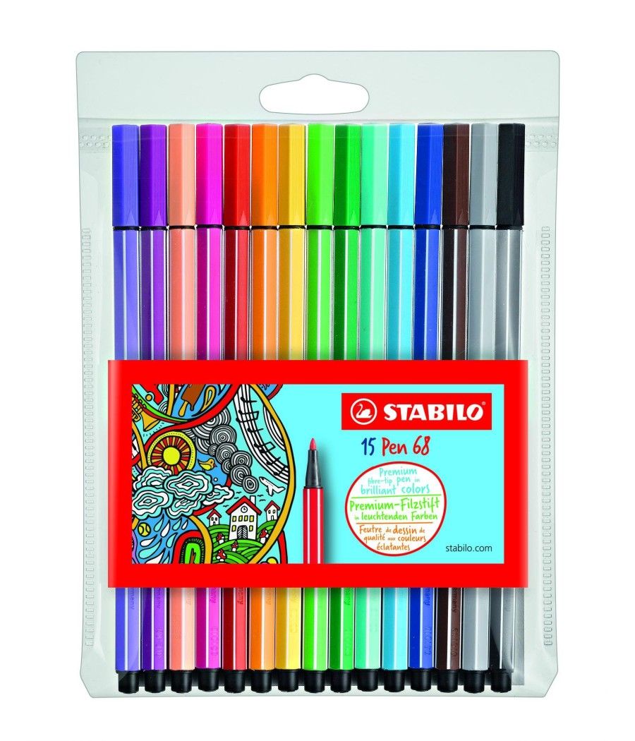 Stabilo pen 68 rotulador estuche 15 colores - Imagen 1