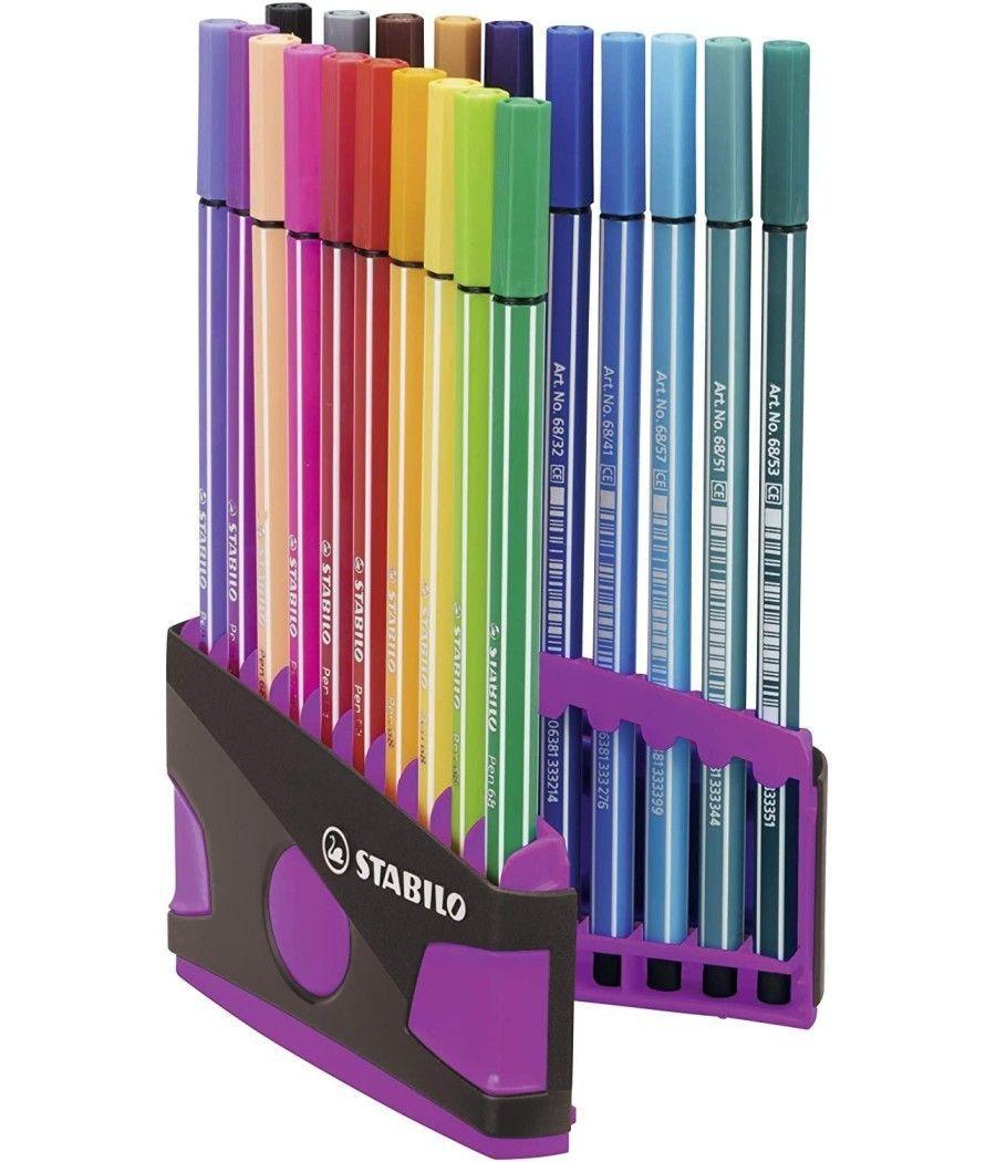 Stabilo pen 68 rotulador estuche 20 colores parade antracita-rosa - Imagen 1
