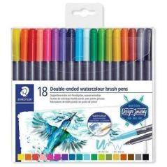 Staedtler rotulador doble punta de fibra acuarelables design journey colores -18u- - Imagen 1