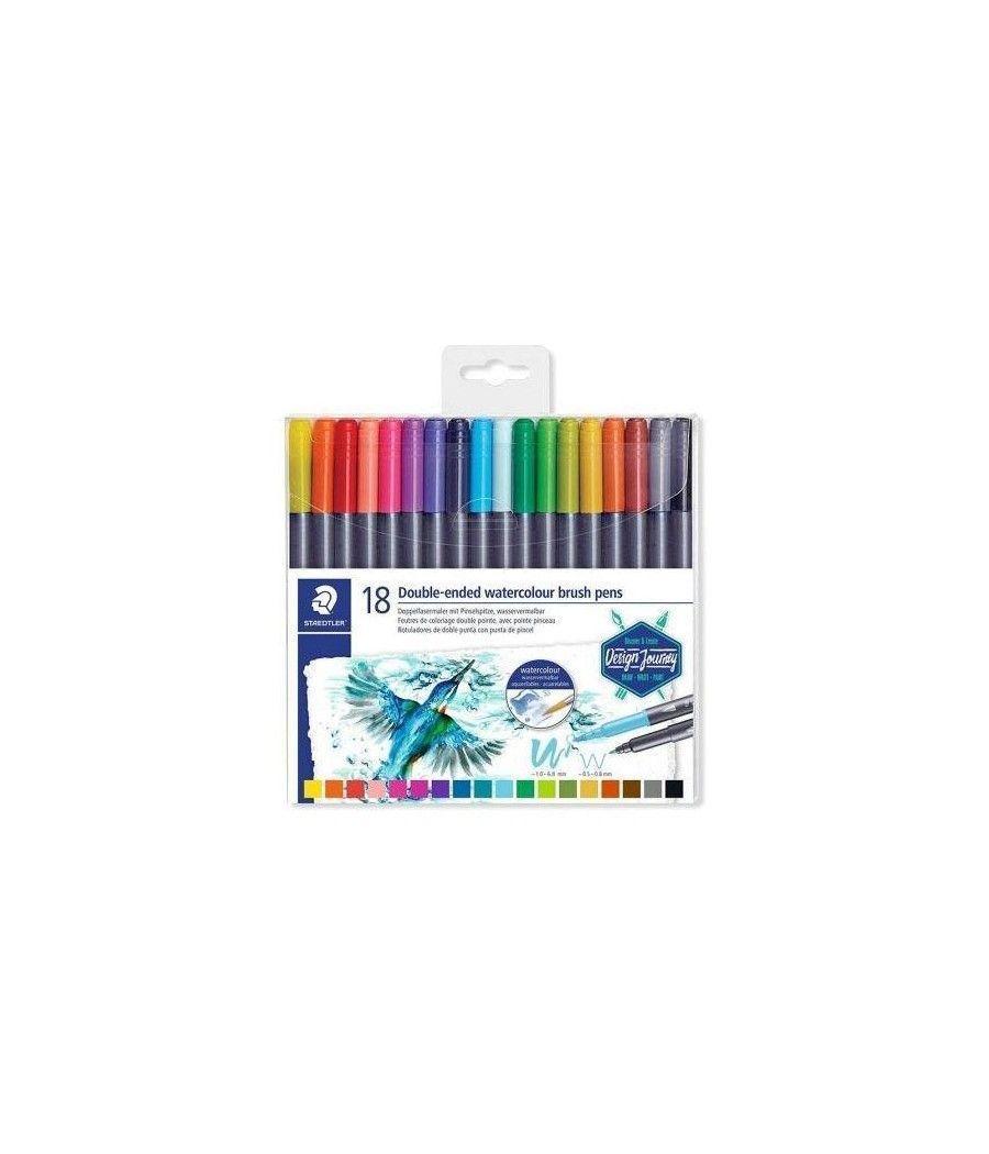 Staedtler rotulador doble punta de fibra acuarelables design journey colores -18u- - Imagen 1