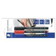 Staedtler rotulador permanente lumocolor 317-s blister 3 ud azul /negro /rojo - Imagen 1