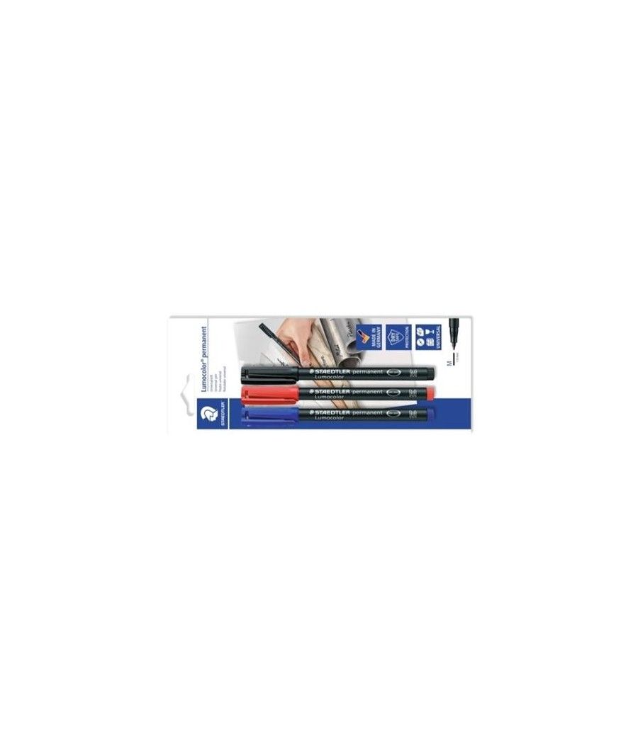 Staedtler rotulador permanente lumocolor 317-s blister 3 ud azul /negro /rojo - Imagen 1