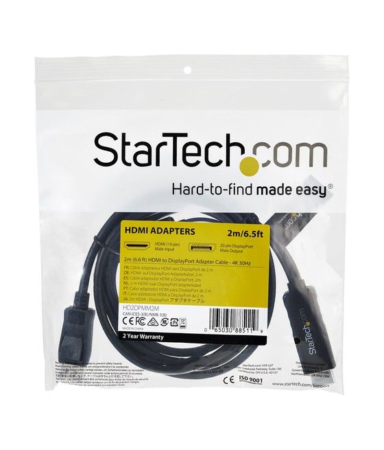 StarTech.com Cable de 2m HDMI a DisplayPort - 4K 30Hz - Imagen 7