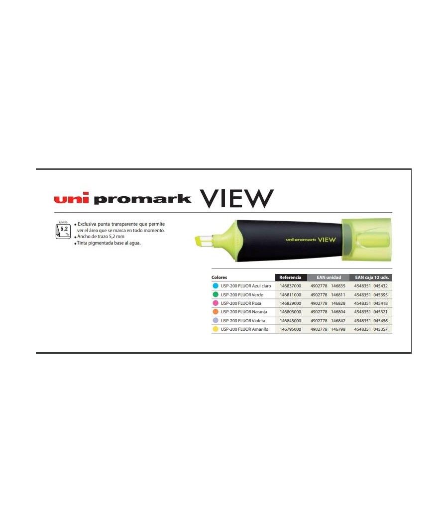 Uniball marcador fluorescente uni promark view usp-200 verde fluor -12u- - Imagen 1
