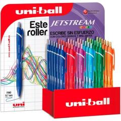 Uniball expositor rollerball jetstream sxn-150c/3d retractil azul-azul claro-rojo-verde-verde claro-rosa-naranja-violeta -36u- -