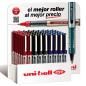 Uniball expositor rollerball eye micro ub-150 54 unidades rojo-negro-azul -54u-
