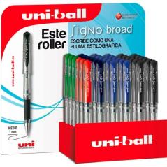 Uniball expositor rollerball signo broad um-153/3d rojo-negro-azul-verde -36u- - Imagen 1