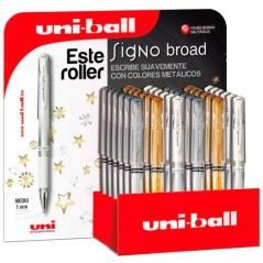 Uniball expositor rollerball signo broad um-153 g/s/w 3d plata-oro-blanco -36u- - Imagen 1