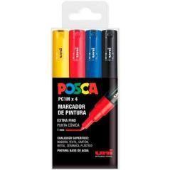 Uniball marcador posca pc-1m/4c no permanente punta fina 0.7mm colores surtidos basic -estuche 4u- - Imagen 1