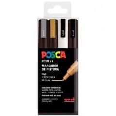 Posca marcador pc-3m/4c no permanente punta fina 0.9mm-1.3mm colores surtidos gswb -estuche 4u-