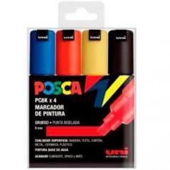 Uniball marcador posca pc-8k/4c no permanente punta biselada 8.0mm colores surtidos basic -estuche 4u- - Imagen 1