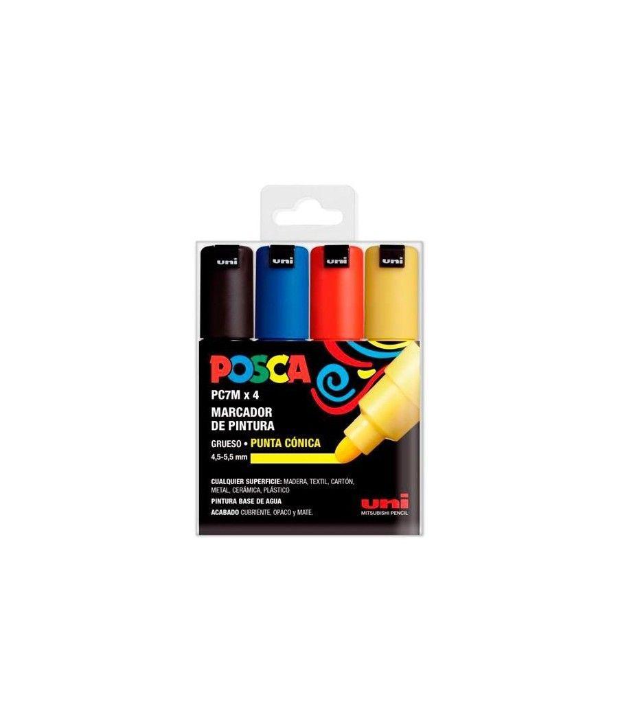 Uniball marcador posca pc-7m/4c no permanente punta biselada 4.5-5.5mm colores surtidos basic -estuche 4u- - Imagen 1
