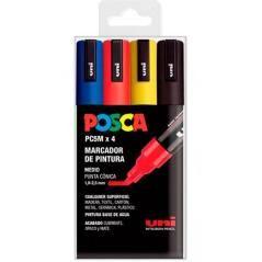 Uniball marcador posca pc-5m/4c no permanente 1.8mm-2.5mm colores surtidos basic -estuche 4u- - Imagen 1