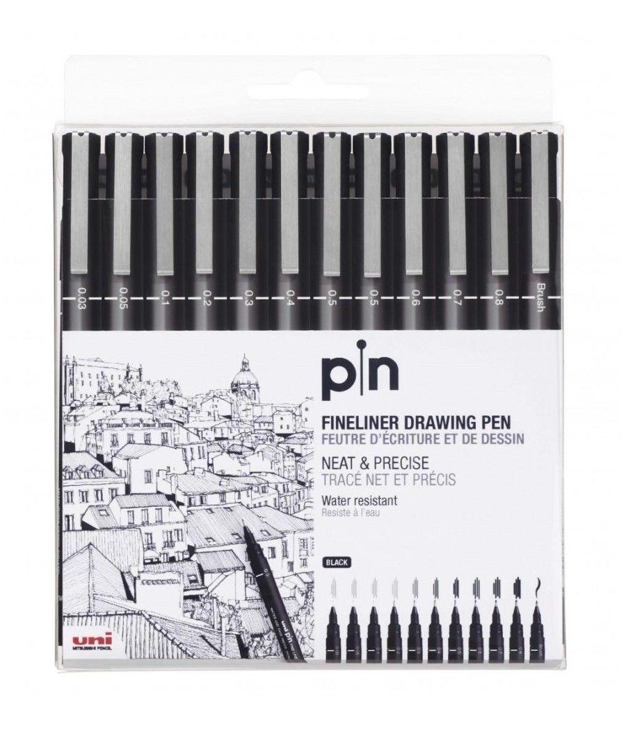 Uniball estuche marcador permanente negro pin-200(s)/12p calibrados -12u- - Imagen 1