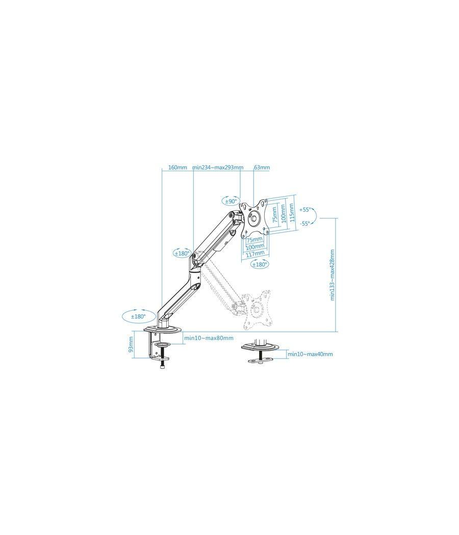 Soporte mesa pant. gira incli 1 brazo 17-32 gris - Imagen 6