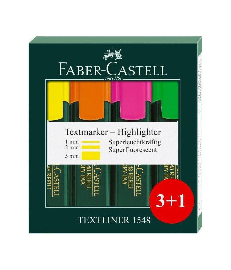 Faber - castell marcador fluorescente textliner 48 surtidos -blister 3+1- - Imagen 1