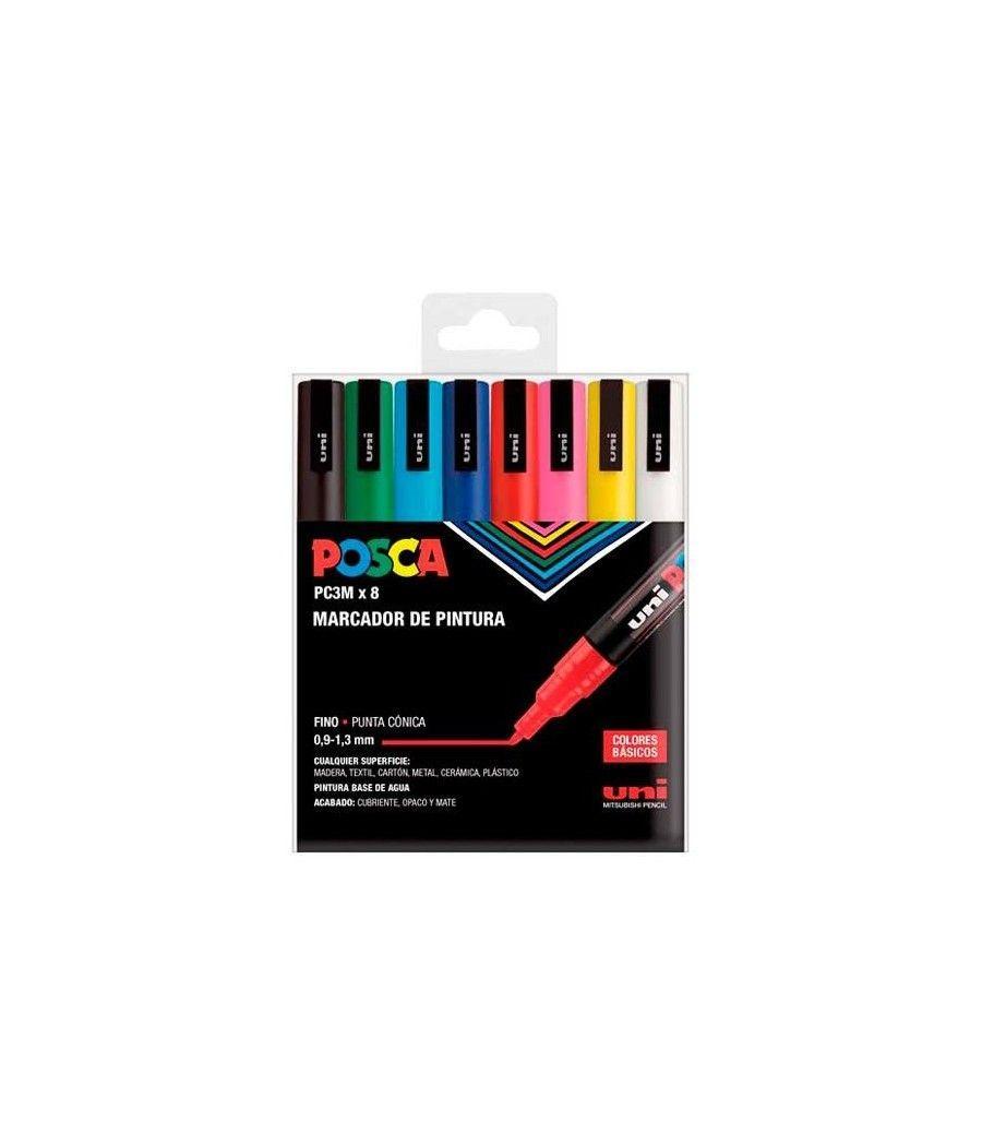 Uniball marcador posca pc-3m/8c no permanente punta fina 0.9mm-1.3mm colores surtidos basic -estuche 8u- - Imagen 1