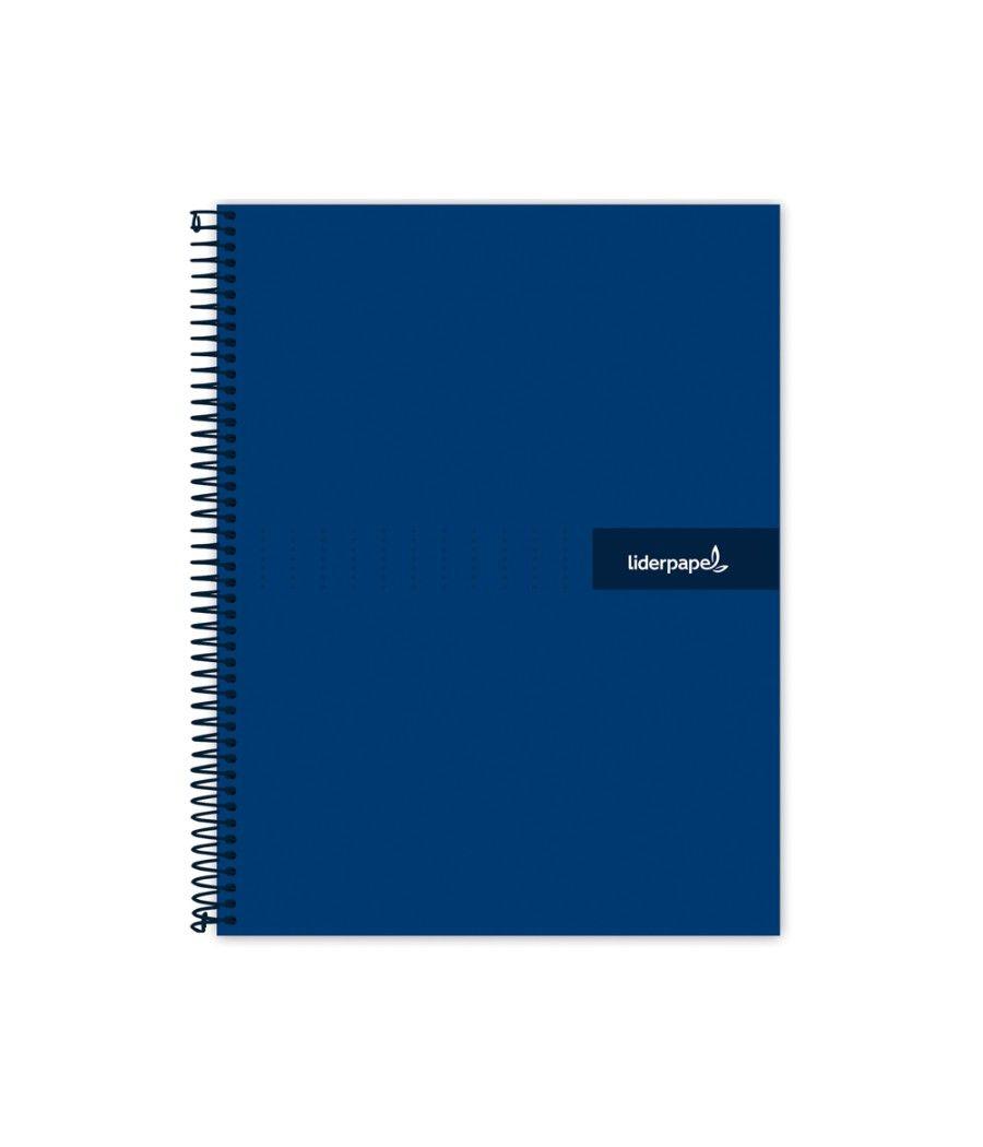 Cuaderno espiral liderpapel a5 micro crafty tapa forrada 120h 90 gr cuadro 5mm 5 bandas6 taladros color azul - Imagen 2