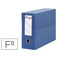 Caja transferencia pardo folio forrado extra doble lomo 80 mm estuche interior con tarjetero azul - Imagen 1