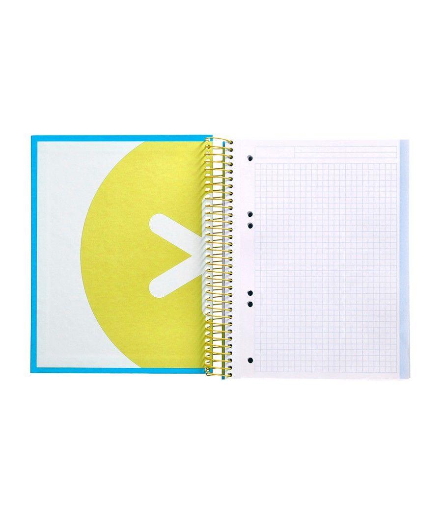 Cuaderno espiral liderpapel a5 micro antartik tapa forrada 120h 100 gr cuadro5mm 5 bandas 6 taladros color azul - Imagen 7